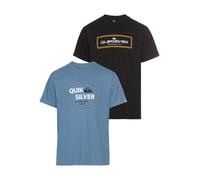 T-Shirt QUIKSILVER "JUST FRAMED LOCKUP SHORT SLEEVE PACK YM", Herren, Gr. L, schwarz (blau, schwarz), Obermaterial: 100% Baumwolle, Shirts T-Shirt, Doppelpack T-Shirt mit Print, 2 Stk (46024611-L) bla