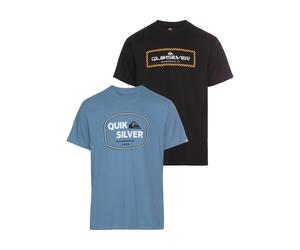 T-Shirt QUIKSILVER "JUST FRAMED LOCKUP SHORT SLEEVE PACK YM", Herren, Gr. S, schwarz (blau, schwarz), Obermaterial: 100% Baumwolle, Shirts T-Shirt, Doppelpack mit 2 T-Shirts, Kurzarm, aus Baumwolle (4