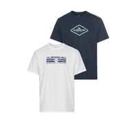 T-Shirt QUIKSILVER "NATUREMAD INSID QUA SHORT SLEEVE PACK YM", Damen, Gr. 3XL, blau (weiß, navy), Obermaterial: 100% Baumwolle, Shirts T-Shirt, Doppelpack T-Shirt mit Print, 2 Stück (40884530-XXXL) we