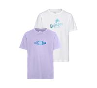 T-Shirt QUIKSILVER "PALM SHADE PACK YOUTH", Jungen, Gr. 16 (170/176), lila, whit, Obermaterial: 100% Baumwolle, Shirts T-Shirt, 2er-Pack, Kurzarmdesign, für Kinder und Jugendliche, aus Baumwolle (5198