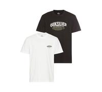 T-Shirt QUIKSILVER "RUGGED SHORT SLEEVE TEE PACK YM", Herren, Gr. XXL, schwarz-weiß (weiß, schwarz), Obermaterial: 100% Baumwolle, Shirts T-Shirt, 2er-Pack, Kurzarm-Design, aus Baumwolle (13282803-XXL