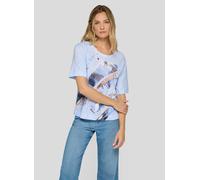 T-Shirt RABE, Damen, Gr. 36, blau (ozean), Jersey, Obermaterial: 50% Baumwolle, 50% Modal, bedruckt, normal hüftbedeckend, Rundhals, Shirts T-Shirt, mit Front-Print (81156025-36) ozean