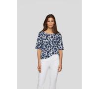 T-Shirt RABE, Damen, Gr. 38, blau (atlantik), Jersey, Obermaterial: 50% Baumwolle, 50% Viskose, bedruckt, Basic, normal hüftbedeckend, Rundhals, Shirts T-Shirt, mit grafischem Muster (65318843-38) atl