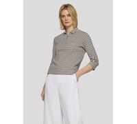 T-Shirt RABE, Damen, Gr. 40, schoko, Jersey, Obermaterial: 100% Baumwolle, Glitzermuster, geringelt, normal hüftbedeckend, Rundhals, Shirts T-Shirt, 3/4-Arm geringelt und mit Hemdkragen und Glitzerste