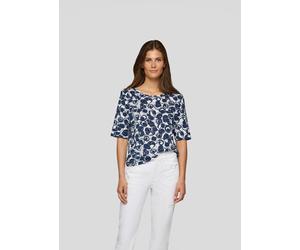 T-Shirt RABE, Damen, Gr. 42, blau (atlantik), Jersey, Obermaterial: 50% Baumwolle, 50% Viskose, bedruckt, Basic, normal hüftbedeckend, Rundhals, Shirts T-Shirt, mit grafischem Muster (65318843-42)