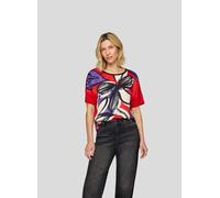 T-Shirt RABE, Damen, Gr. 48, mohn, Web, Obermaterial: 50% Baumwolle, 50% Viskose, bedruckt, regular fit taillenbedeckt, Rundhals, gerader Abschluss, Shirts T-Shirt, mit Flower Print (44061663-48)