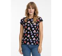 T-Shirt RAGWEAR "DIONA PRINT", Damen, Gr. XXL, schwarz, Jersey, Obermaterial: 95% Viskose, 5% Elasthan, gestreift, regular fit, Rundhals, Shirts T-Shirt (10202635-XXL) schwarz