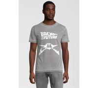 T-Shirt RECOVERED "Back to the Future Delorean", Damen, Gr. S, grau, 55% Baumwolle, 45% Polyester, bedruckt, normal, Rundhals, Shirts T-Shirt, im zeitlosen Design (17496507-S) grau