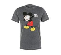 T-Shirt RECOVERED "Disney Mickey Mouse Dabbing", Damen, Gr. S, grau (dunkelgrau), 58% Polyester, 42% Baumwolle, bedruckt, normal, Rundhals, Shirts T-Shirt, im zeitlosen Design (16527413-S) dunkelgrau