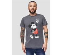 T-Shirt RECOVERED "Disney Mickey Peace Pose", Herren, Gr. S, grau, 100% Baumwolle, bedruckt, normal, Rundhals, Shirts T-Shirt, im zeitlosen Design (25260801-S) grau