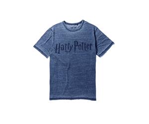 T-Shirt RECOVERED "Harry Potter Classic Logo Blue", Herren, Gr. XXL, blau, 100% Baumwolle, bedruckt, normal, Rundhals, Shirts T-Shirt, mit angesagtem Harry Potter-Print (87404859-XXL) blau