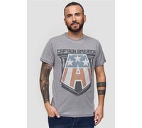 T-Shirt RECOVERED "Marvel Captain America Badge", Herren, Gr. S, grau, 100% Baumwolle, bedruckt, normal, Rundhals, Shirts T-Shirt, mit angesagtem Captain America Logo-Print (55016664-S) grau