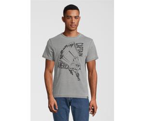 T-Shirt RECOVERED "Marvel Captain America", Damen, Gr. L, grau, 55% Baumwolle, 45% Polyester, bedruckt, normal, Rundhals, Shirts T-Shirt, mit Aufdruck von Captain America (43294916-L) grau