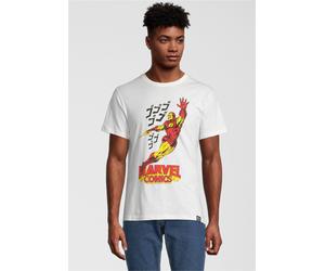 T-Shirt RECOVERED "Marvel Comics Iron Man Japan", Jungen, Gr. S, weiß, 100% Baumwolle, bedruckt, normal, Rundhals, Shirts T-Shirt, mit angesagtem Iron Man Japan-Aufdruck (73234369-S) weiß