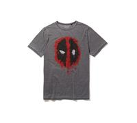 T-Shirt RECOVERED "Marvel Deadpool Icon Paint Logo Mid Grey", Herren, Gr. S, grau, 100% Baumwolle, bedruckt, normal, Rundhals, Shirts T-Shirt, mit coolem Marvel-Print (88523534-S) grau