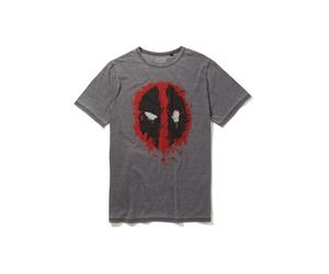 T-Shirt RECOVERED "Marvel Deadpool Icon Paint Logo Mid Grey", Herren, Gr. S, grau, 100% Baumwolle, bedruckt, normal, Rundhals, Shirts T-Shirt, mit coolem Marvel-Print (88523534-S) grau