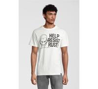 T-Shirt RECOVERED "Marvel Help Resist Rust Ecru", Herren, Gr. XXL, beige (ecru), 100% Baumwolle, bedruckt, normal, Rundhals, Shirts T-Shirt, mit angesagtem Iron Man-Print (55124645-XXL) ecru
