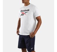 T-Shirt REEBOK "BRUNO BIG LOGO CREW NECK SS TEE", Gr. M, weiß, Jersey, Obermaterial: 100% Baumwolle, bedruckt, unifarben, Basic hüftlang, Rundhals, Shirts T-Shirt, Basic Passform, Kurzarm, sportliches