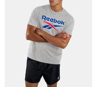 T-Shirt REEBOK "BRUNO BIG LOGO CREW NECK SS TEE", Herren, Gr. M, grau (light grau marl), Jersey, Obermaterial: 88% Baumwolle, 12% Polyester, bedruckt, meliert, Basic hüftlang, Rundhals, Shirts T-Shirt