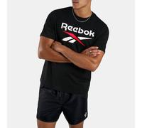 T-Shirt REEBOK "BRUNO BIG LOGO CREW NECK SS TEE", Herren, Gr. S, schwarz, Jersey, Obermaterial: 100% Baumwolle, bedruckt, unifarben, Basic hüftlang, Rundhals, Shirts T-Shirt, Basic Passform, Kurzarm,