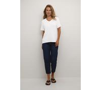 KAFFE T-Shirt KAfrida Damen T-Shirt Kurzarm V-Ausschnitt Basic Klassischer Casual Top S, Chalk