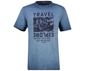 T-Shirt - Regular Fit - Rundhals - Travel - blau Lerros
