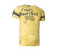 T-Shirt Regular Original Rusty Neal College Shirt Knopfleiste Print Verwaschen Regular 245, Farbe:Gelb, Größe:L
