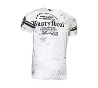 T-Shirt Regular Original Rusty Neal College Shirt Knopfleiste Print Verwaschen Regular 245, Farbe:Weiß, Größe:M