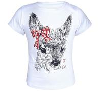 T-Shirt Rehkitz Ziska Kids weiß | Trachtenshirt mit Strasssteinen | Mädchen Shirt 110-116