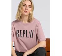 T-Shirt REPLAY, Damen, Gr. L, powder rose, Single Jersey, Obermaterial: 100% Baumwolle, bedruckt, unifarben, regular fit normal, Rundhals, abgesteppte Kante, Shirts T-Shirt, aus Baumwolle, Rundhals (4