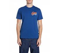 T-Shirt REPLAY, Damen, Gr. L, royal blau, Jersey, Obermaterial: 100% Baumwolle, bedruckt, regular fit hüftbedeckend, Rundhals, abgesteppte Kante, Shirts T-Shirt, mit Frontprint auf der Brust, Rundhals