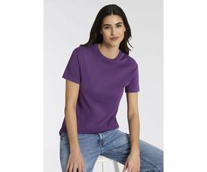 T-Shirt REPLAY, Damen, Gr. M, lila (amethyst), Single Jersey, Obermaterial: 100% Baumwolle, unifarben, regular fit normal, Rundhals, abgesteppte Kante, Shirts T-Shirt, mit Rundhals, reine Baumwolle (8