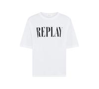 T-Shirt REPLAY, Damen, Gr. S, weiß, Single Jersey, Obermaterial: 100% Baumwolle, bedruckt, unifarben, regular fit normal, Rundhals, abgesteppte Kante, Shirts T-Shirt, aus Baumwolle, Rundhals (85110210