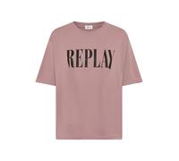 T-Shirt REPLAY, Damen, Gr. XL, powder rose, Single Jersey, Obermaterial: 100% Baumwolle, bedruckt, unifarben, regular fit normal, Rundhals, abgesteppte Kante, Shirts T-Shirt, aus Baumwolle, Rundhals (