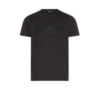 T-Shirt REPLAY, Damen, Gr. XXL, nearly schwarz, Single Jersey, Obermaterial: 100% Baumwolle, unifarben, regular fit normal, Rundhals, abgesteppte Kante, Shirts T-Shirt, Baumwoll-Qualität, Logoschriftz