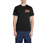 T-Shirt REPLAY, Damen, Gr. XXL, schwarz, Jersey, Obermaterial: 100% Baumwolle, bedruckt, regular fit hüftbedeckend, Rundhals, abgesteppte Kante, Shirts T-Shirt, mit Frontprint auf der Brust, Rundhals