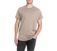 T-Shirt REPLAY, Herren, Gr. 3XL, weiß (turtledove), Jersey, Obermaterial: 100% Baumwolle, unifarben, regular fit hüftbedeckend, Rundhals, mit Umschlag, Shirts T-Shirt (25836914-XXXL) turtledove
