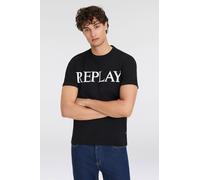 T-Shirt REPLAY, Herren, Gr. L, schwarz, Jersey, Obermaterial: 100% Baumwolle, bedruckt, regular fit, Rundhals, Shirts T-Shirt, mit Logo-Frontprint (88418857-L)