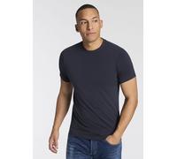 T-Shirt REPLAY, Herren, Gr. L, tiefblau, Single Jersey, Obermaterial: 95% Baumwolle, 5% Elasthan, unifarben, regular fit normal, Rundhals, abgesteppte Kante, Shirts T-Shirt, Baumwoll-Mix, Rundhalsform
