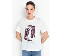 rich&royal T-Shirt Pearl White Elegant Fit Cow Girl Boots 2506-452, Größe:L