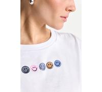 T-Shirt RICHROYAL, Damen, Gr. M, weiß, Single Jersey, Obermaterial: 100% Baumwolle, Basic normal, Rundhals, Umschlagsaum, Shirts T-Shirt, mit Smileys Frontmotiv (45679609-M) weiß