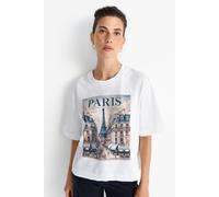 T-Shirt RICHROYAL, Damen, Gr. XL, weiß, Single Jersey, Obermaterial: 100% Baumwolle, normal normal, Rundhals, Shirts T-Shirt, mit nostalgischem Print und Strasssteinen, Rundhals, casual fit (38775305-