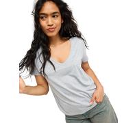 T-Shirt ROXY "Laguna Green V Neck", Damen, Gr. L, grau (erdgrau), Obermaterial: 65% Polyester, 35% Viskose., Shirts T-Shirt (17664136-L) erdgrau
