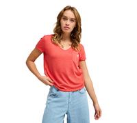 T-Shirt ROXY "Laguna Green V Neck", Damen, Gr. XXL, rot (hibiscus), Obermaterial: 65% Polyester, 35% Viskose., Shirts T-Shirt (97368462-XXL) hibiscus