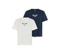 T-Shirt ROXY "O HANGLOOSE CLASHORT SLEEVEIC LOGO", Damen, Gr. M, weiß (assorted), Jersey, Obermaterial: 100% Baumwolle, Rundhals, Shirts T-Shirt, Kurzarm, mit Rundhalsausschnitt, im 2er-Set, aus Jerse
