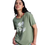 T-Shirt ROXY "Oceanwave Regular Slub", Damen, Gr. L, oil grün, Obermaterial: 60% Walkfrottier, 40% Microfaser;, Shirts T-Shirt (70844052-L) oil grün