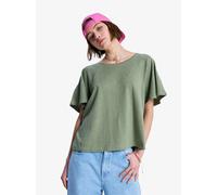 T-Shirt ROXY "TIME FOR PALM TREE", Damen, Gr. S (36), grün (oil grün), Obermaterial: 60% Baumwolle, 40% Polyester, Rundhals, Shirts T-Shirt, Kurzarm, sportlicher Stil (69871255-S) oil grün