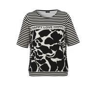 VIA APPIA DUE - T-Shirt Rundhals 1/2 Arm Druck Motiv Ringel schwarz/beige - Gr. - 48
