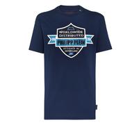 T-Shirt PHILIPP PLEIN "Crest", Herren, Gr. XXL, blau (24, navy), Stoff: 100% Baumwolle. Besatz: 100% Glas, Shirts T-Shirt (74700930-XXL) 24, navy