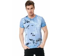 T-Shirt RUSTY NEAL, Damen, Gr. 3XL, weiß (hellblau, weiß), 100% Baumwolle, bedruckt, normal, Rundhals, Shirts T-Shirt, mit Adler-Print (88640520-XXXL) hellblau, weiß